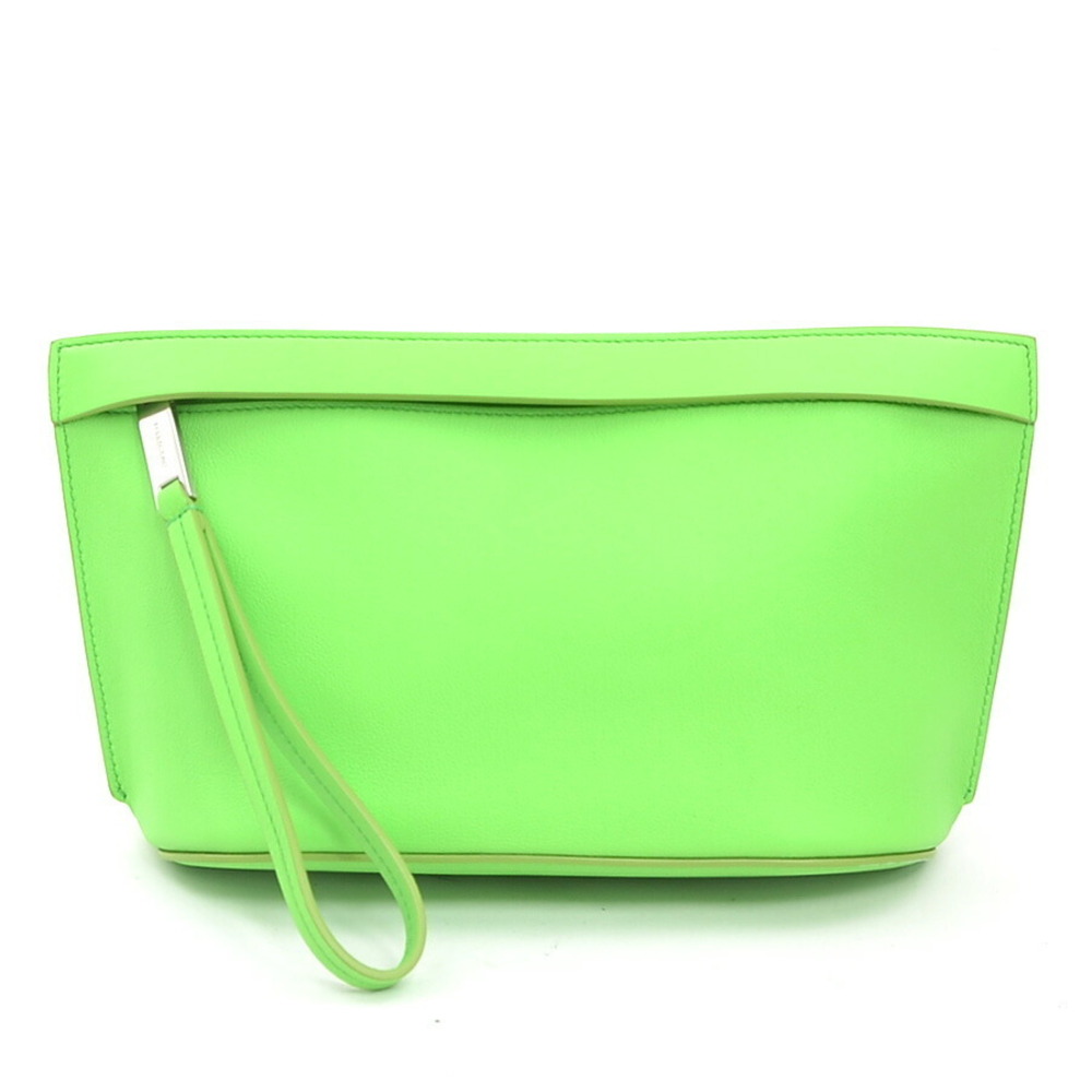 Salvatore Ferragamo clutch bag yellow green leather